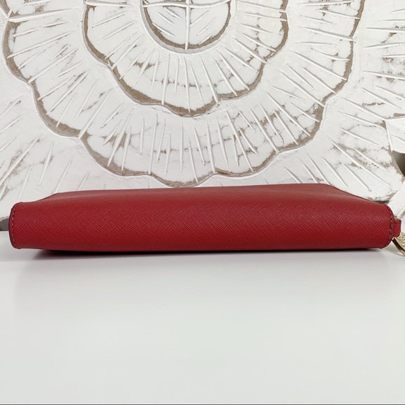 Tory Burch Red Leather Robinson Zip Around Wallet - Picture 6 of 10